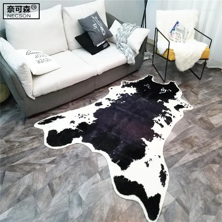 Carpets Large Size 150x200cm Black Cow Printed Cowhide Faux Skin Leather NonSlip Antiskid Mat Animal Print Carpet For Home 2