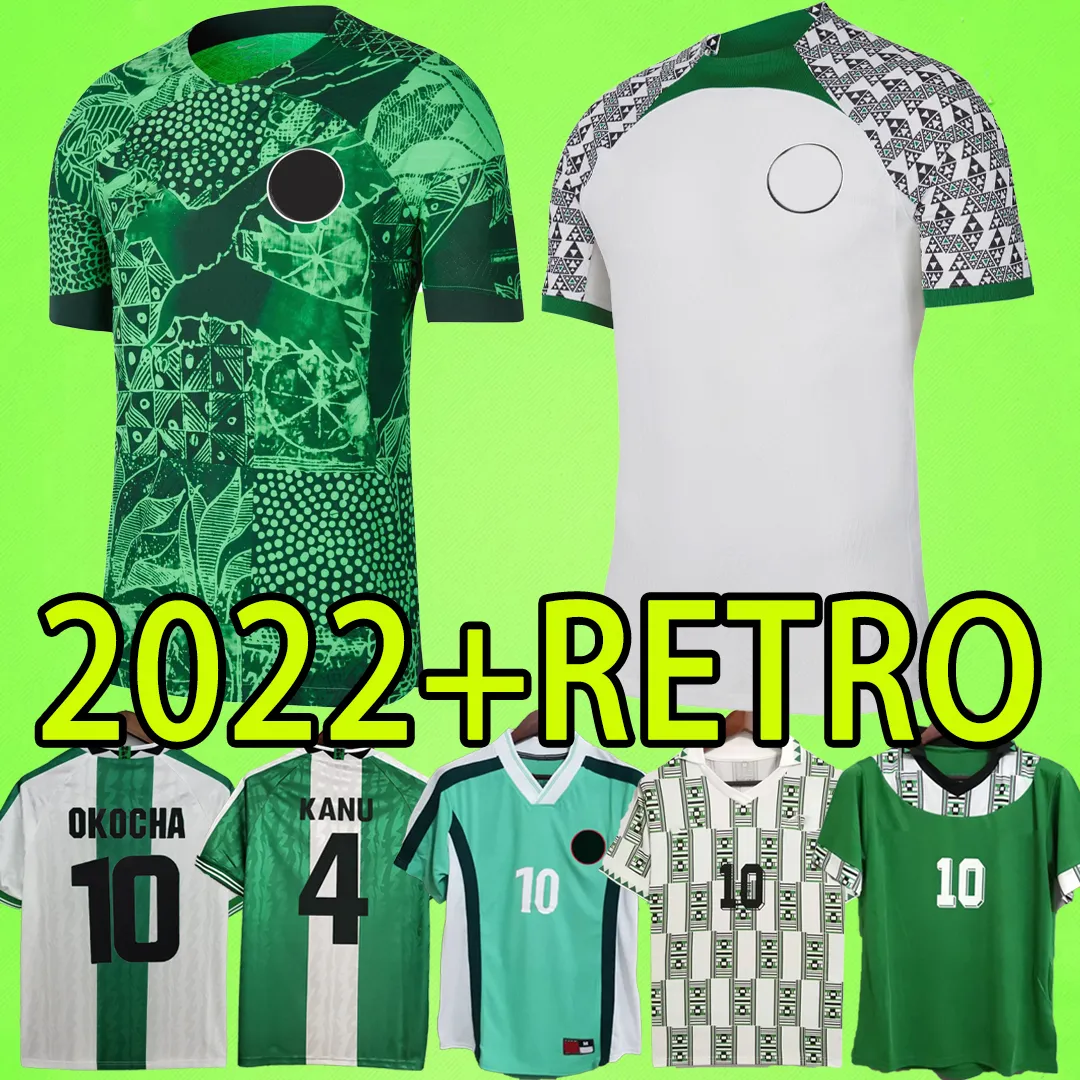 Nigeria 2022 Soccer Jersey 22 23 Nigerian Football Shirt Men Kids Kit 2023 Okocha Kanu Babayaro Uche West Iheanacho Vintage Finidi 94 96 98 Uniform 1994 1996 1998 Retro