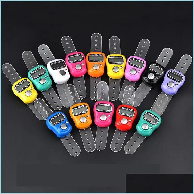 Counters Mini Hand Hold Band Tally Counter Lcd Digital Screen Finger Ring Electronics Head Count Buddha Electronic Counters Mticolor Dhhon