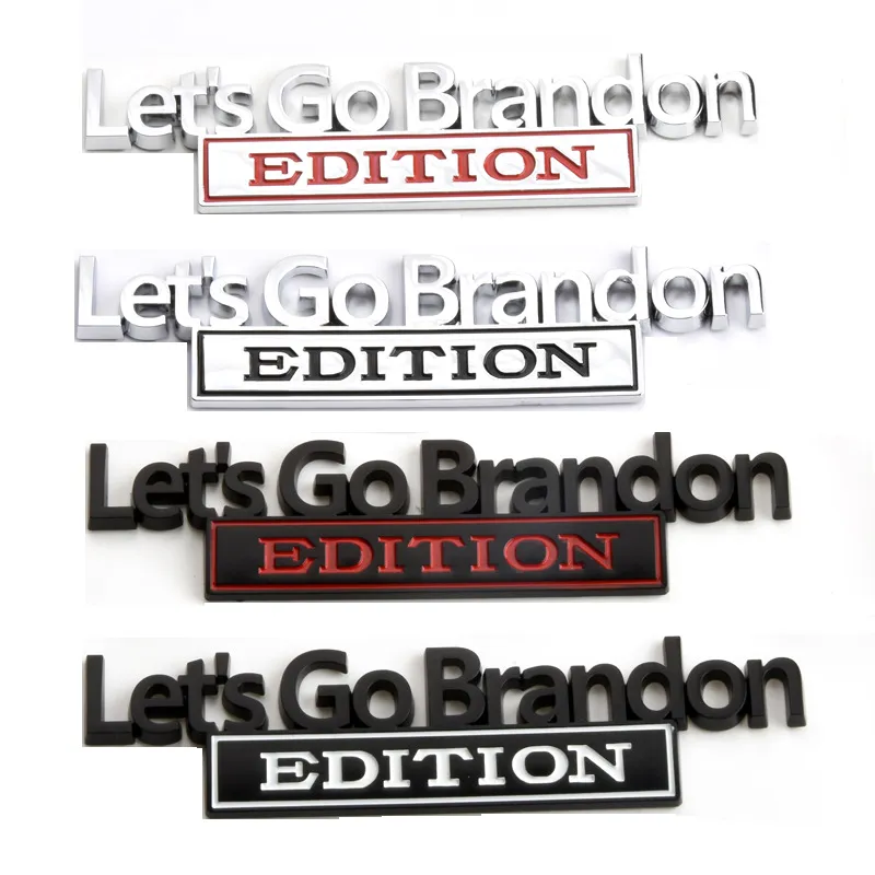 Lets Go Brandon Car Sticker Party Favor Zinc Alloy Tailgate Trim Badge Body Leaf Board Banner