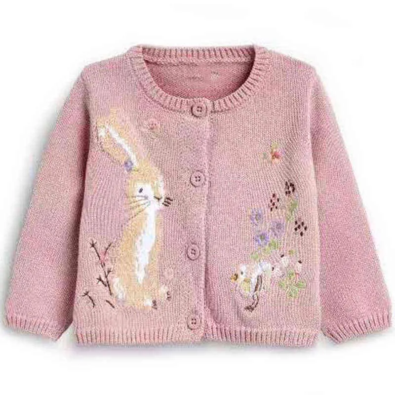 Kazak maven kızlar kıyafetleri güzel pembe tavşan süveteri ile küçük civcivlerle pamuk sweatshirt çocuklar için sonbahar kıyafeti 2 To7Year 0913