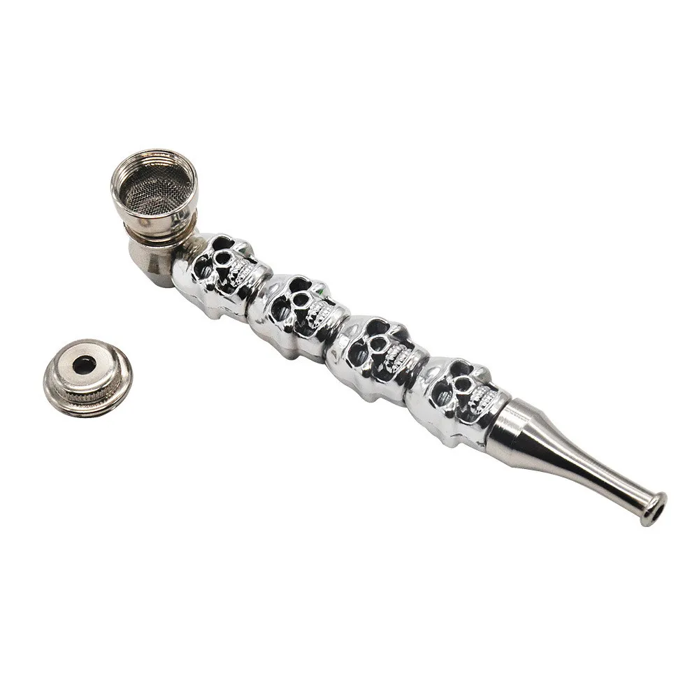 Schedel rookpijp metalen bong 128 mm metalen premium zink legering kom rook hand lepel pijpen tabak fit droge kruid brander accessoires