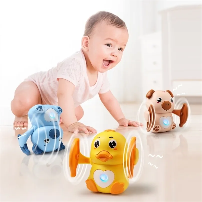 ElectricRC Animals Baby Electric Rolling Toys With Music Sound Controled Voice Control Tumbling Dolls For Kids Interactive Toys Gift 220914