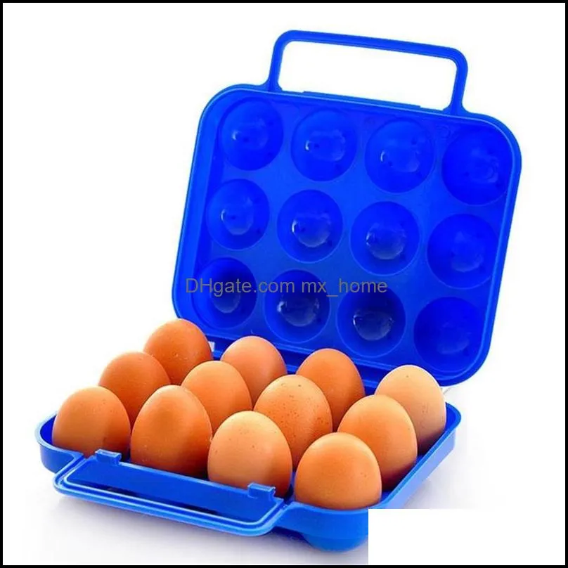 Food Savers Storage Containers Portable 12Pcs Eggs Contain Storage Boxes Kitchen Convenient Container Hiking Outdoor Cam Carrier For Dhwqc