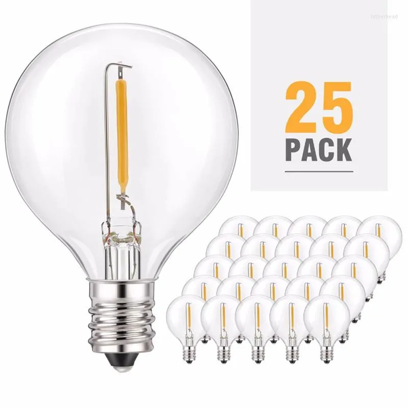 Varm vit LED G40 Ersättningslampor 25-pack E12 Basuttag Globe Light för utomhusutlampor Ljus motsvarande T