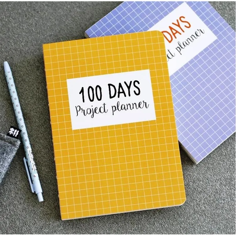 Blocs de notas 100 días Planificador de proyectos Estudio Agenda Cuaderno Diario Planificador Papeles de cuadrícula Diario Papelería Regalo 220914