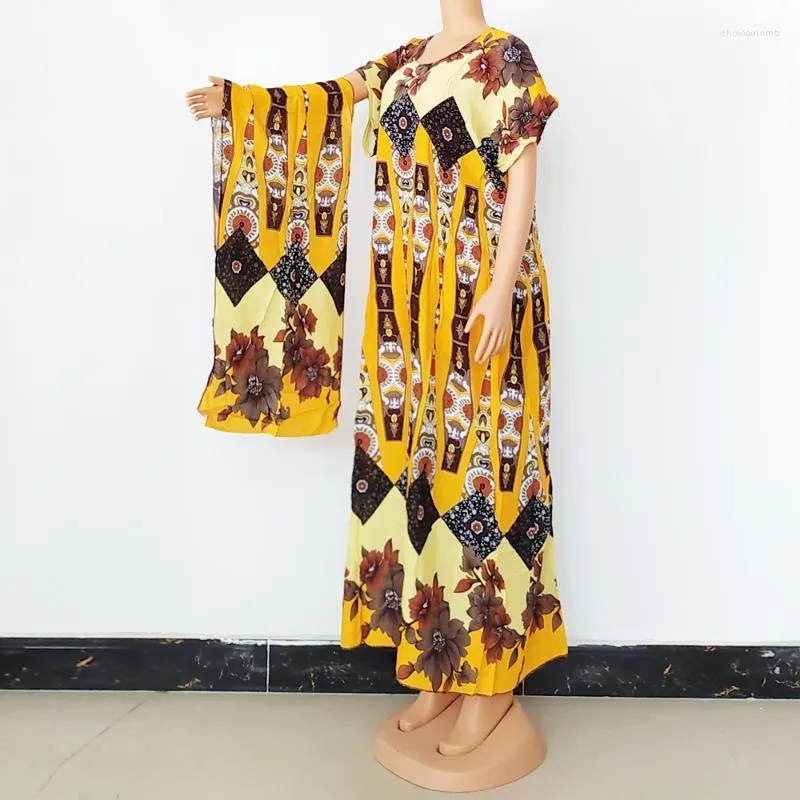 Abbigliamento etnico Abiti africani da donna 2022 Dashiki Summer Plus Size Ladies Abito casual con stampa tradizionale con sciarpa