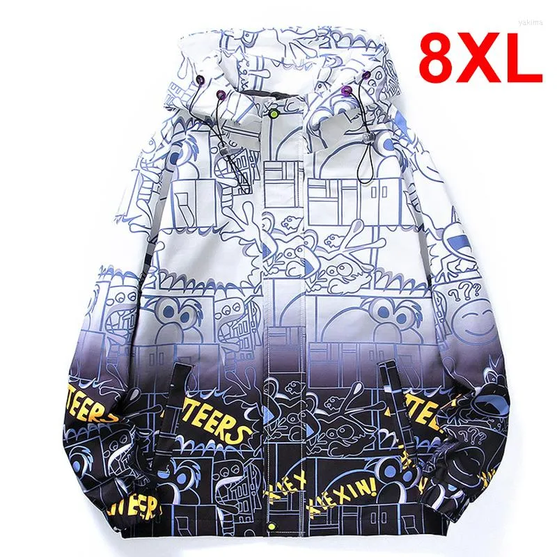 Herenjacks gradient jacket mannen lente brief graffiti mode casual jassen heren heren buiten bovenkleding windjager groot formaat 8xl