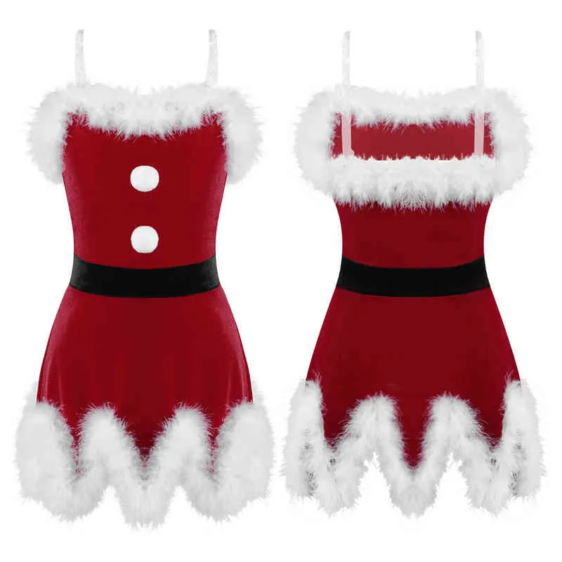 Girl's es Kids Girls Christmas Complees Red Velvet Pondedary Downed Ording for Xmas Santa Clause New Year Fancy Party Up Clothes R231027