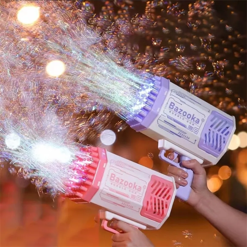 Gun Toys 8869Holes Bubble Gun Automatic Bubbles Machine Rocket Gun Launcher Shape Blower Soap Toys For Kid Bubble Machine Party Supplies 220914