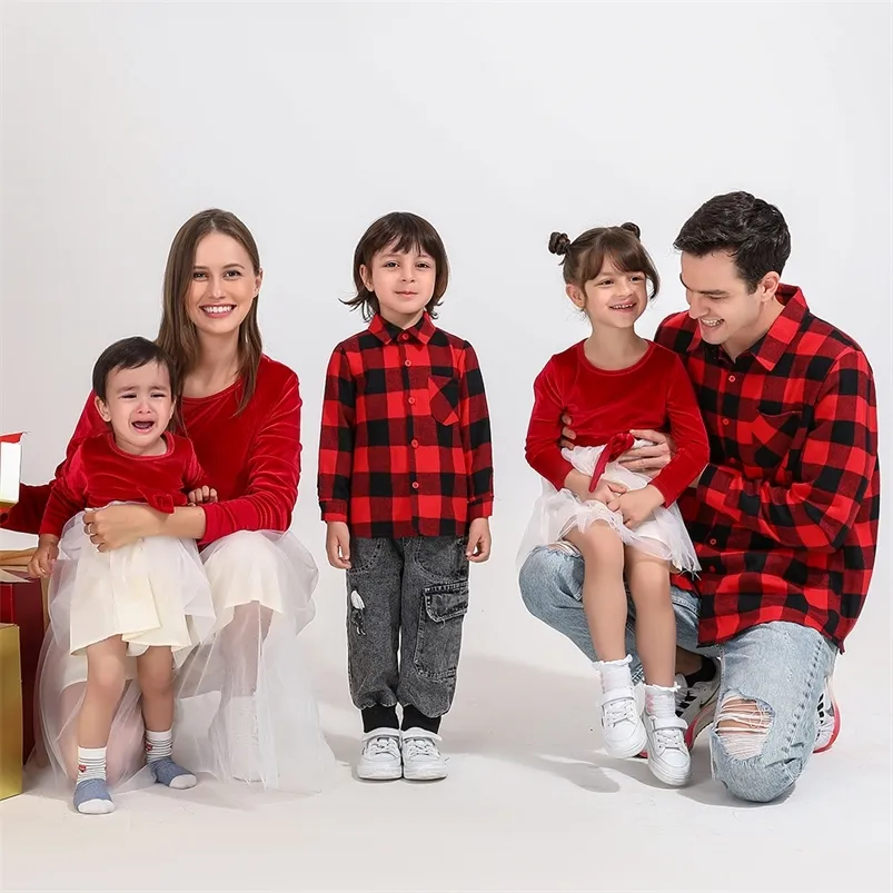 Abiti coordinati per la famiglia Abiti coordinati per la famiglia Madre figlia Patchwork Plaid Abito a nove quarti Mamma e io Vestiti Donna Ragazza Abiti lunghi 220914