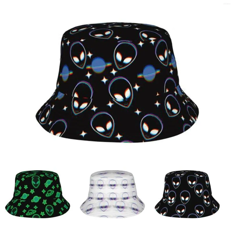 Reflective Alien And UFO Pattern Anthropologie Beret Hat For Men And ...