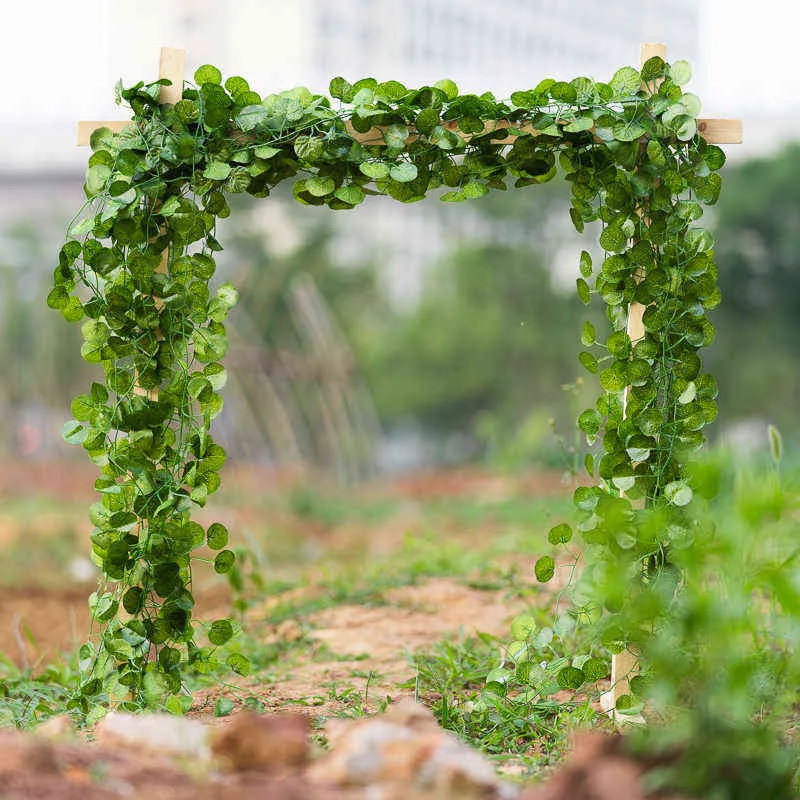 フェイクフローラルグリーン12pcs 220cm人工登山緑の偽の葉植物植物飾りガーランド葉の葉の葉のリビングルームアーチウェディング装飾クリスマスウォールJ220906