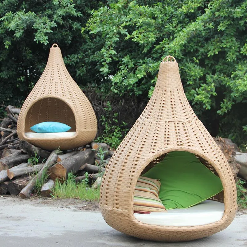 Amaca da esterno personalizzata Letto nido d'uccello BB Cortile per le vacanze Letto in rattan creativo Gabbia per esterni Letto in gabbia per uccelli in rattan