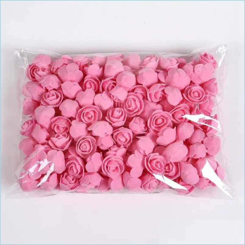 Ghirlande di fiori decorativi 50 pezzi / lotto Orsacchiotto di rose 3 cm Schiuma Fiori decorativi per matrimoni Decorazioni natalizie per la casa Regali fai da te Arti Dhfox