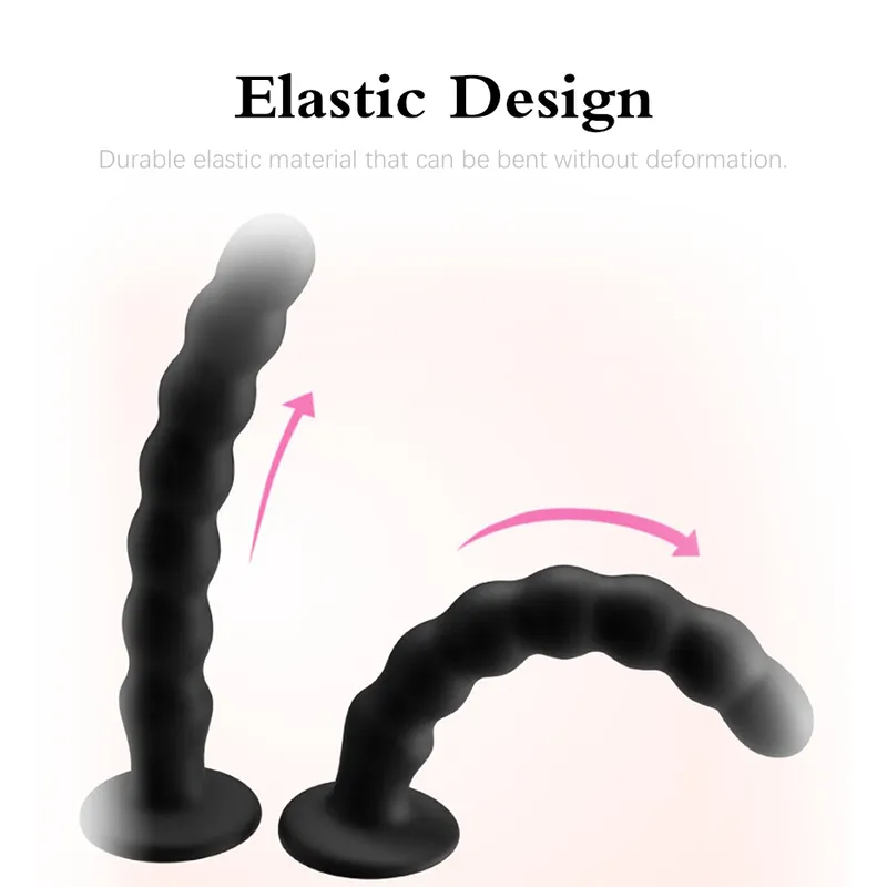 Analplugg Prostata massageprodukter l Stimulator med stark sugare Silikonpärla Dildo Sexleksaker_voghion.com