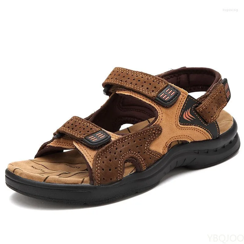 Sandálias mensagens de couro genuíno verão 2022 Beach Men Shoes Casual Designer Outdoor Plus Tamanho 38-46
