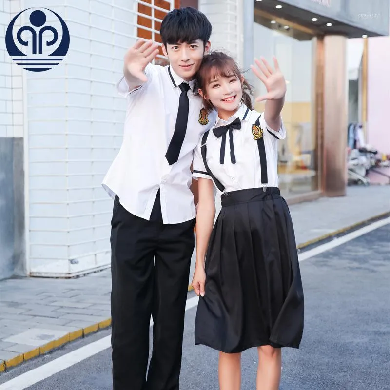 Clothing Sets Tennager School Uniform Girls Students Wear Adolescent Sweet Clothes Plus Size Navy Straps Teenager D-0566