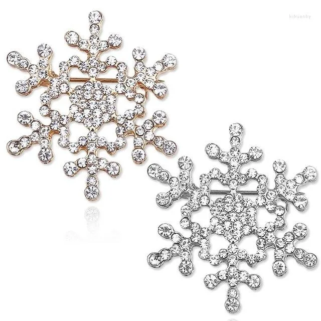 Spille di lusso con strass pieno di fiocchi di neve Spilla Regali di Natale Oro di cristallo per donna Uomo Gioielli da sposa