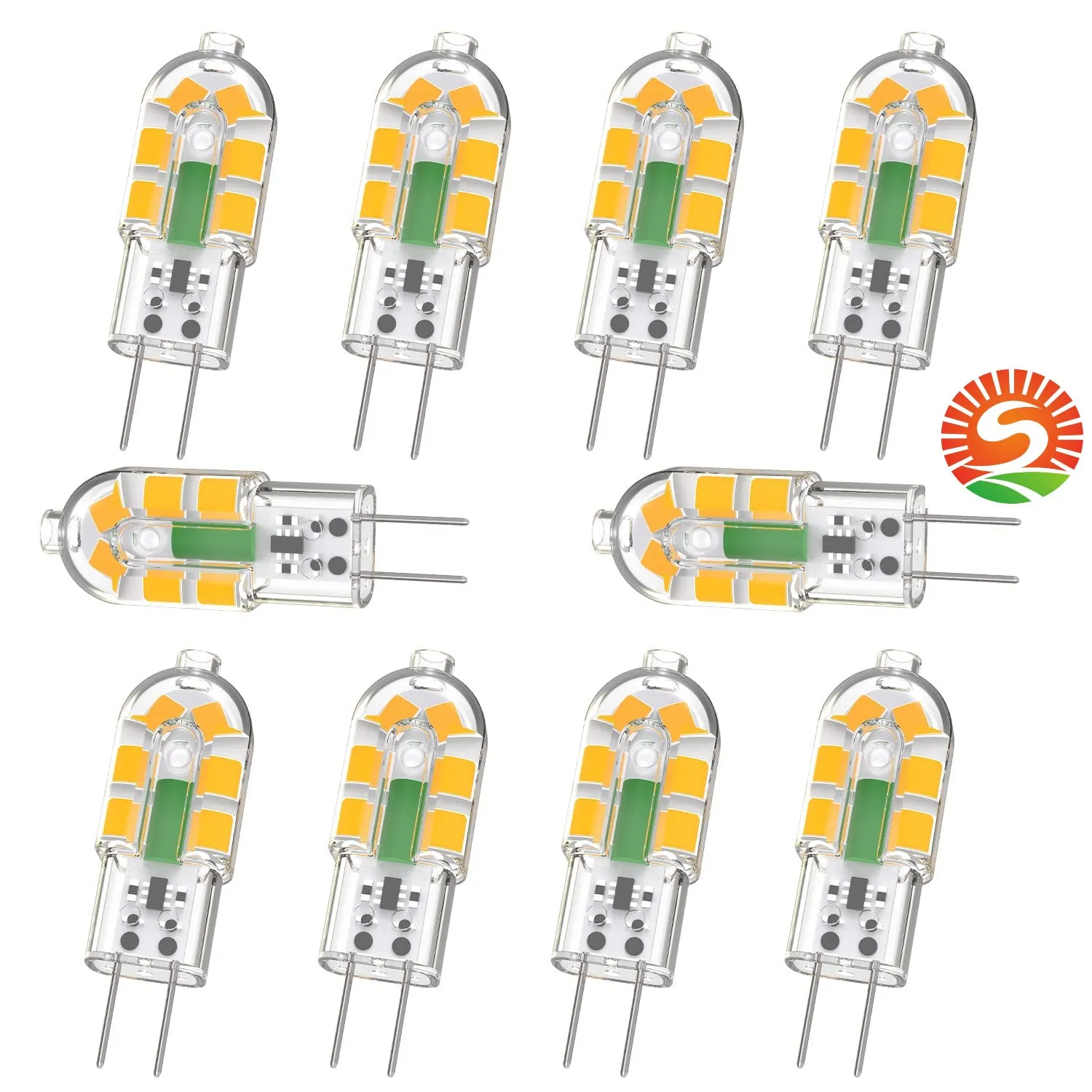 Sunwaylight G4 LED 전구 경 비드 2 W LED 12 V 200 LM 전구 따뜻한 흰색 3000 K 대체 20W 할로겐 전구 360 ° 빔 각도 깜박 거리는 다이밍 가능