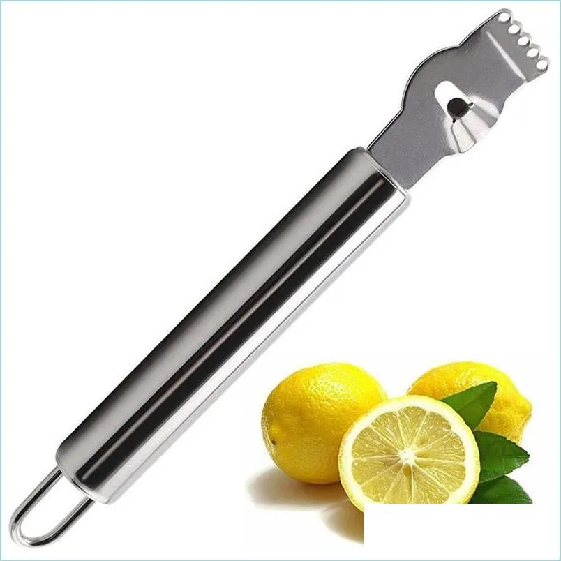 Outils pour fruits et légumes Éplucheurs de citron en acier inoxydable Zester d'agrumes orange Éplucheur de fruits Gadgets de cuisine Râpes multifonctions Drop Deliv Dhoum