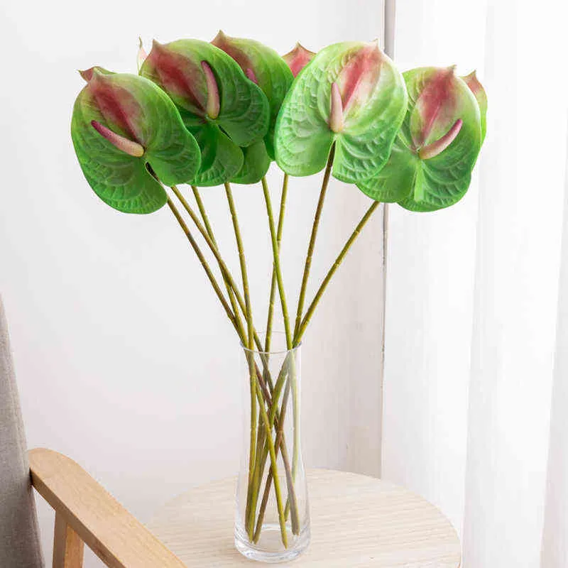 Faux Floral Verdure 3D Real Touch Plantes grasses artificielles Lotus Vert Herbe Piscine Décoration Plastique Feuille de Lotus Faux Bonsaï Plante Jardin Placement J220906