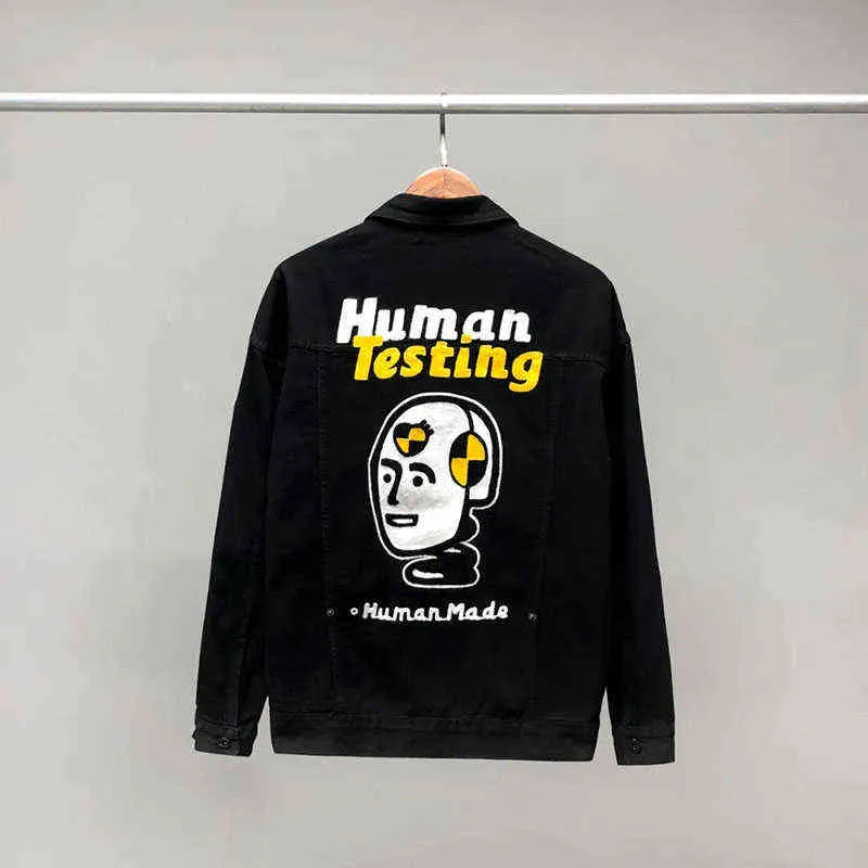 Men's Jackets Human Made Jacket Robot Embroidery Men Women 1 1 HUMAN MADE Denim Jacket T220914