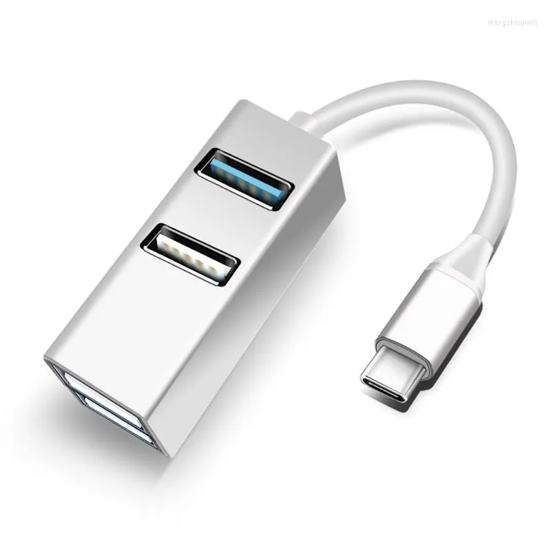 Portas USB 3.0 2.0 Extensão do cubo Todos os acessórios de computador da fuselagem de alumínio com porta de fonte de alimentação tipo C