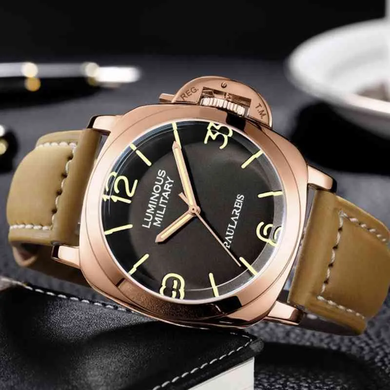 Mens Watches Automatic Mechanical Leather Strap Waterproof Wristwatches Style