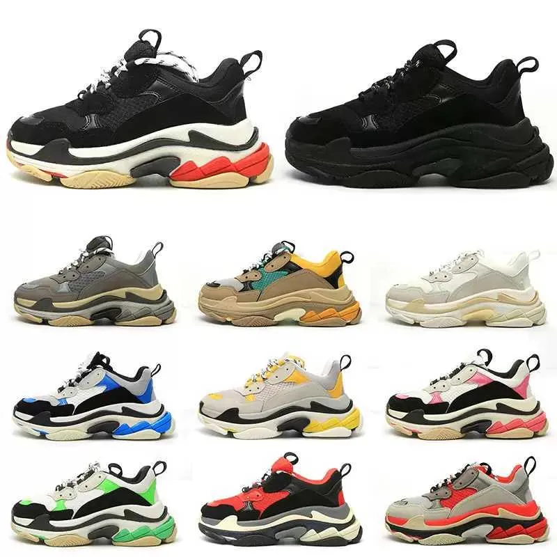 chaussures Triple s Hommes Femmes Chaussures de sport 17FW All Over Designer Platform Sneakers Noir Blanc Beige Teal Blue Bred Red Pink Mens ''