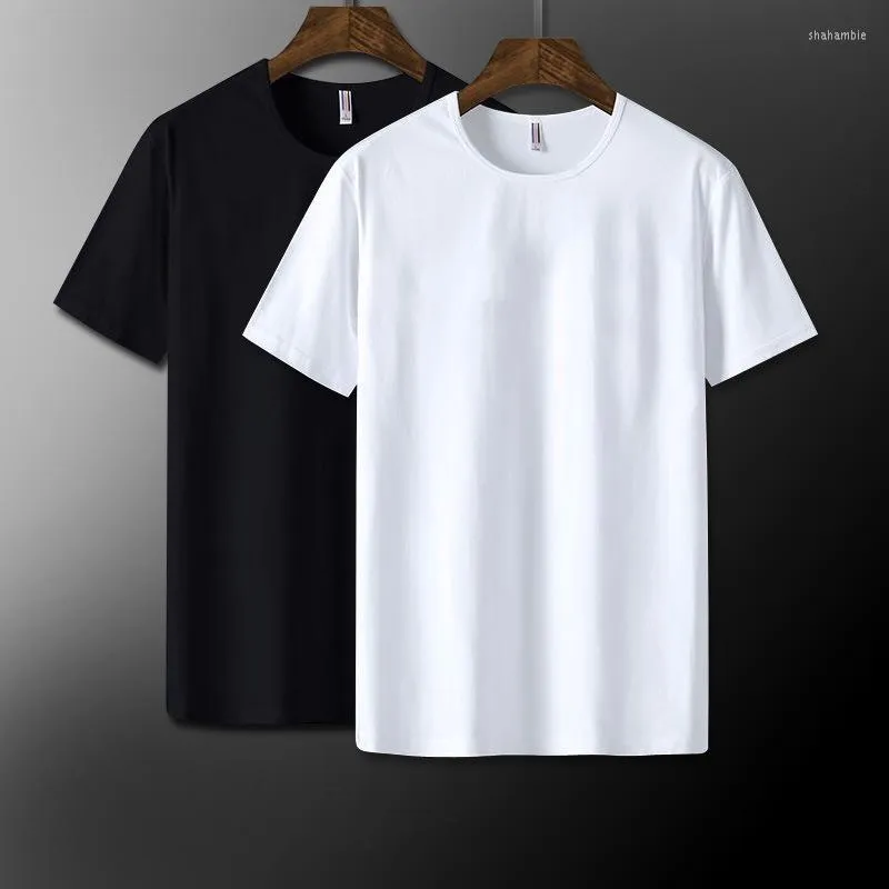 남자 드레스 셔츠 남자 티셔츠 짧은 슬리브 2022 여름 라운드 넥 슬림 레저 트렌드 청소년 단색