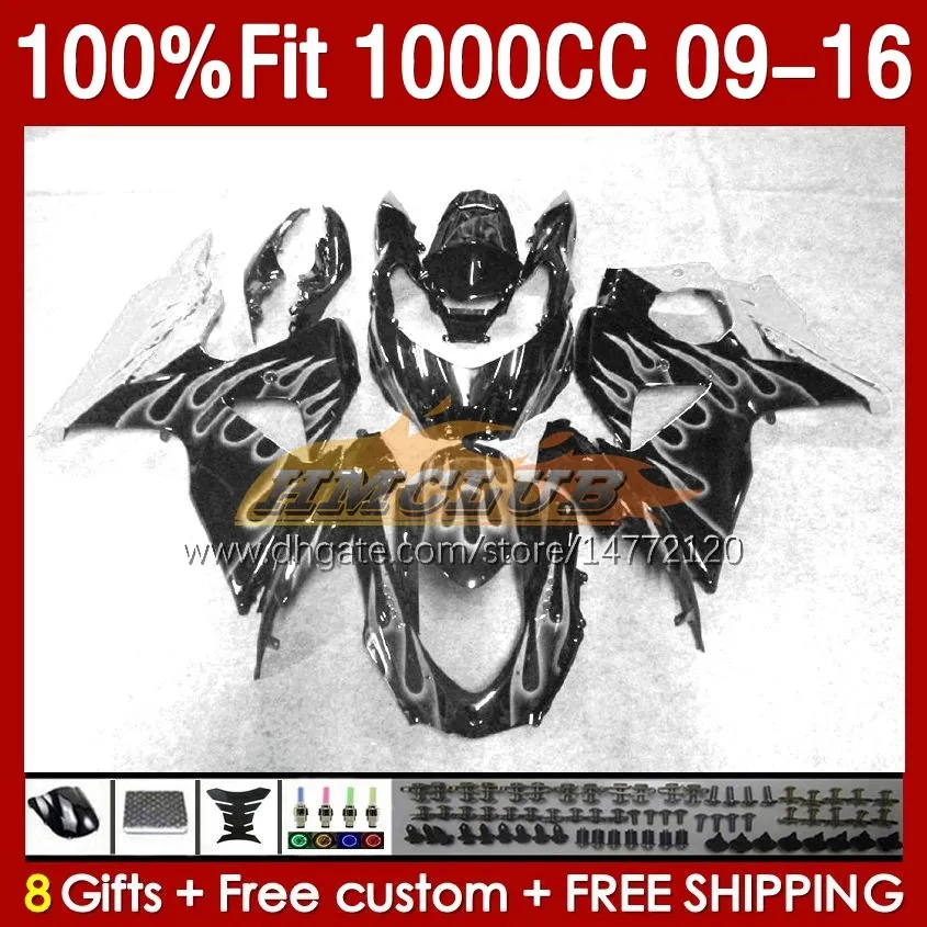 Molde de inyección Carenados para SUZUKI GSXR 1000 CC GSXR-1000 K9 151No.192 GSXR1000 2009 2010 2011 2012 2013 2014 2015 2016 1000CC 09 10 11 12 13 14 15 16 Carenado llamas plateadas