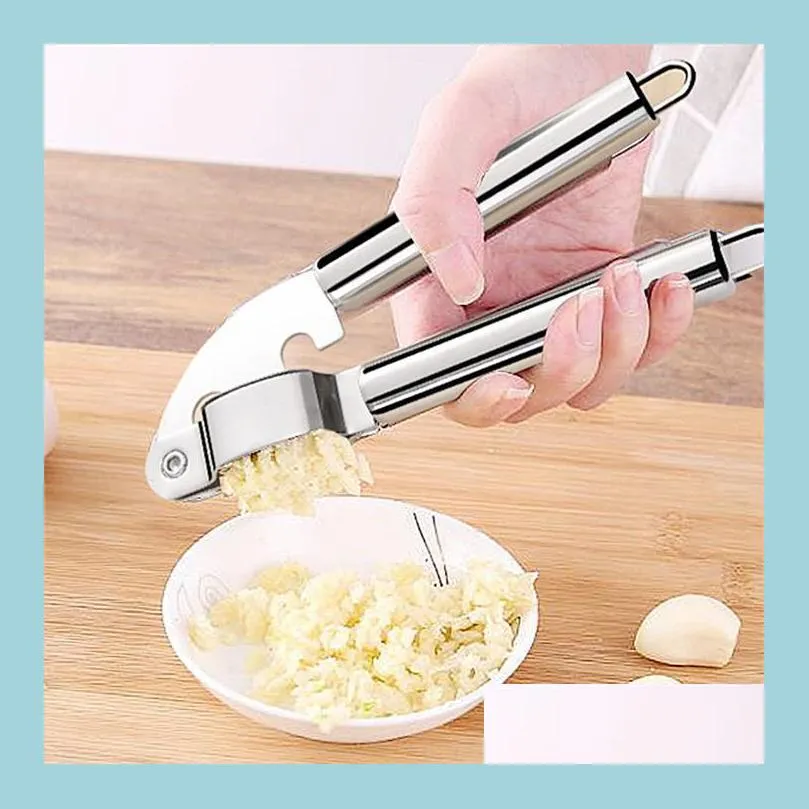 Obst Gemüse Werkzeuge Große Edelstahl Knoblauchpresse Reibe Crusher Fleischwolf Chopper Slicer Squeezer Für Ingwer Küche Zubehör Dhnrw