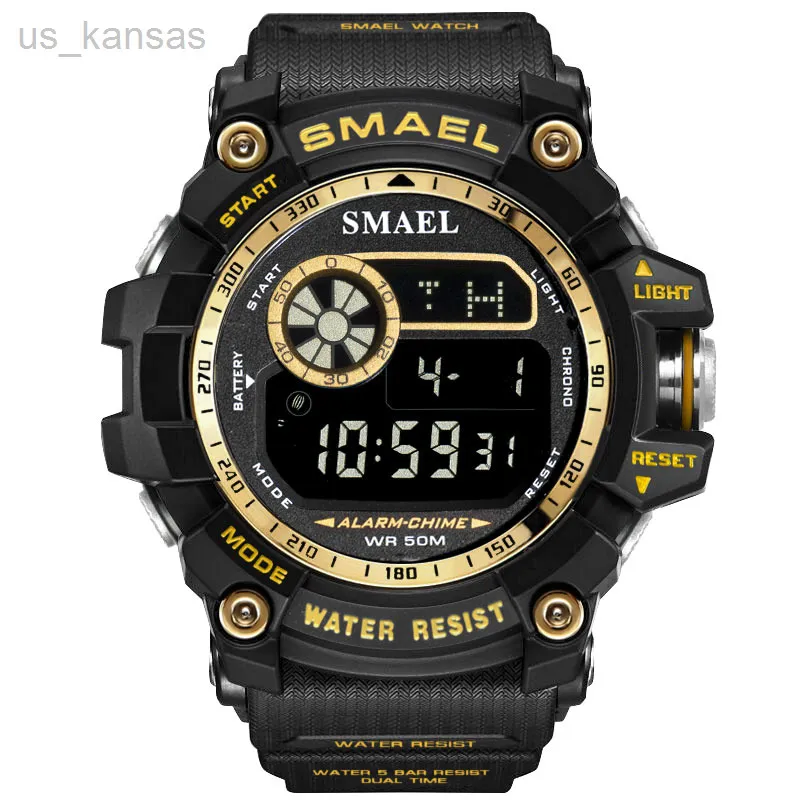 Armbandsur SMAEL Klockor Led Digital Watch Big Dial Herr Sportklockor 50M Vattentät LED Väckarklocka 8010 Sport S Shock Watches Herr L220914