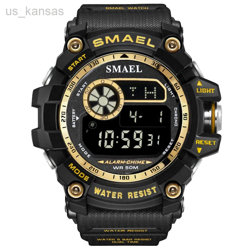 Horloges SMAEL Horloges Led Digitaal Horloge Grote Wijzerplaat Heren Sporthorloges 50M Waterdichte LED Wekker 8010 Sport S Shock Horloges Heren L220914