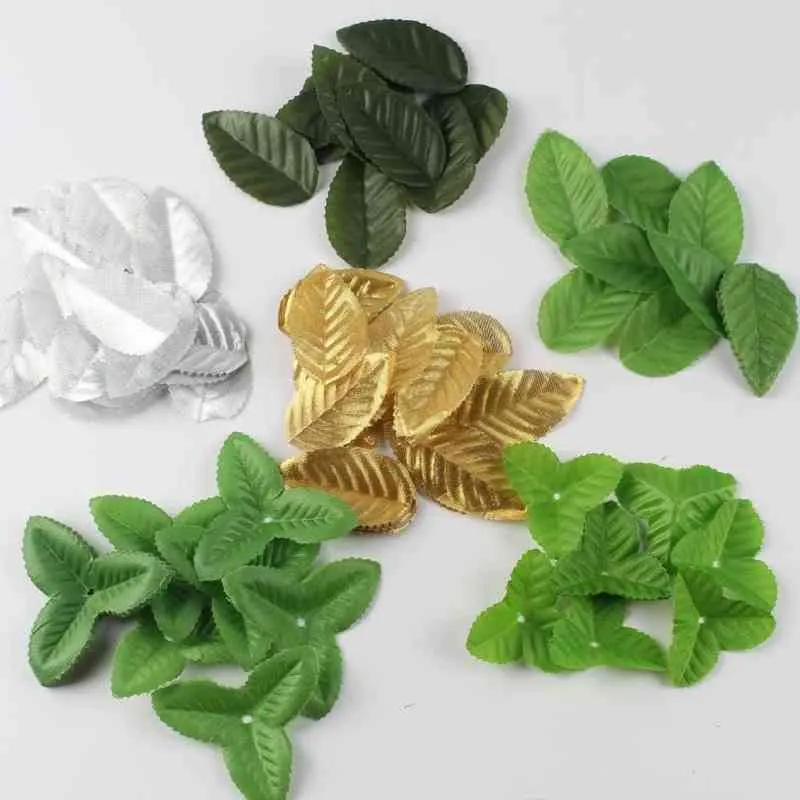 Faux Floral Greenery 50 Piece Green Artificial Leaves Wedding Home Decoration Rose Leaves Diy Cut And Paste Craft False Flowers Artificial Plants J220906