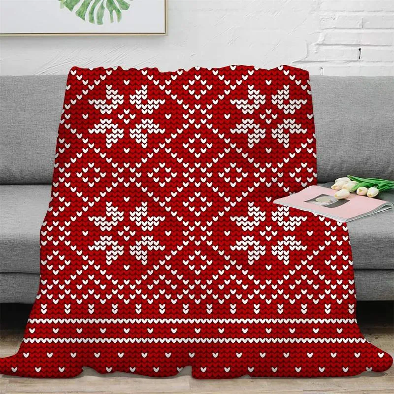 Blankets Christmas Cartoon Throw Blanket Red Snowflake Wool Pattern Fashionable Bedspread Fleece