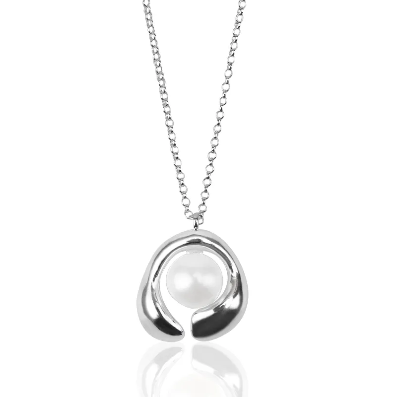 Elegante S925 Sterling Silber Einfache frauen Halskette Eingelegte Natürliche Süßwasser Perle Anhänger Mode Schmuck Zubehör