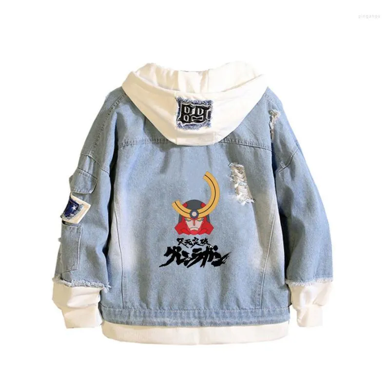 Heren Hoodies Heren sweatshirts Anime Tengen Toppa jas tieners cowboy cosplay jas mannen vrouwen casual denim codeed losse cartoon