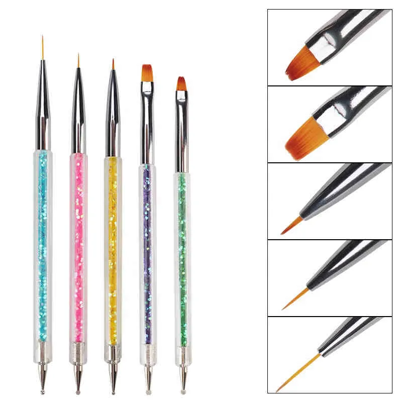 Gel UV Nail Art Brush Pen Dessin Peinture Set DIY Design Dotting Tools Manucure Accessoires