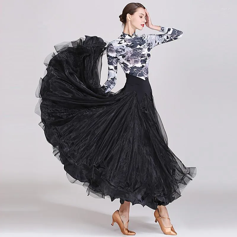 Stage Wear Modern Dance Women Ballroom Costumes Waltz Performance Uniforms Ball Dress Ink Painting Big Skirt S1870