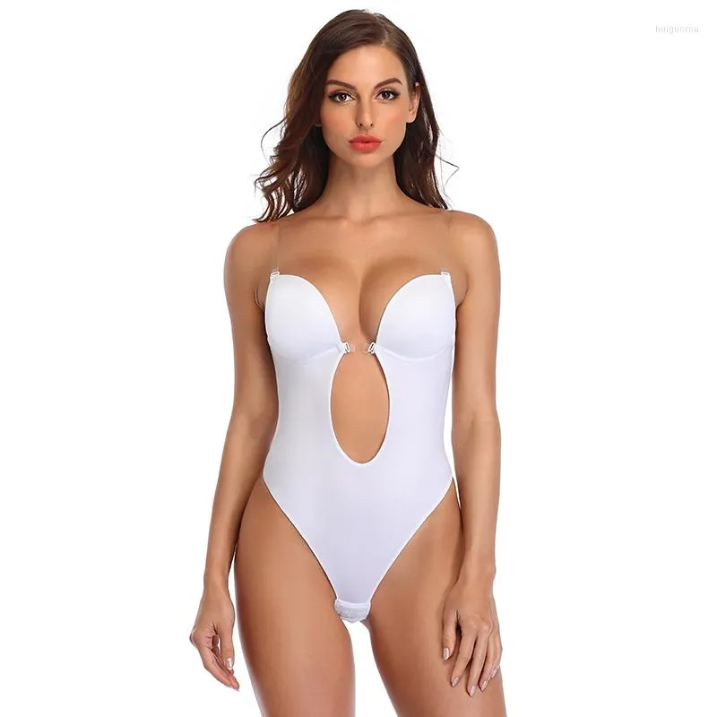 Seamless V Neck Bodysuit With Plunging V Neck And Backless Design For Women  Perfect For Bridal Wear And Thong Shapewear Bodysuit From Huiguorou, $14.27