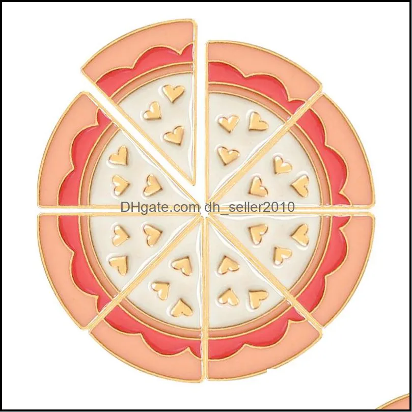 دبابيس دبابيس قطعة من البيتزا لذيذة حب بيضاء الشارة الإبداعية شارة الزخرفة الخاصة بالمينا الكارتون دبنسات الدنيم 1133 ر DHFJ0