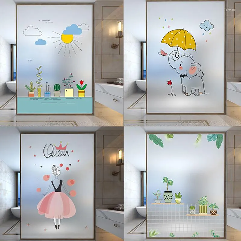 Window Stickers Cartoon Frosted Film No Glue Privacy Sticker Opaque Flex Fusible Transfer Home Decorative Stained Glass