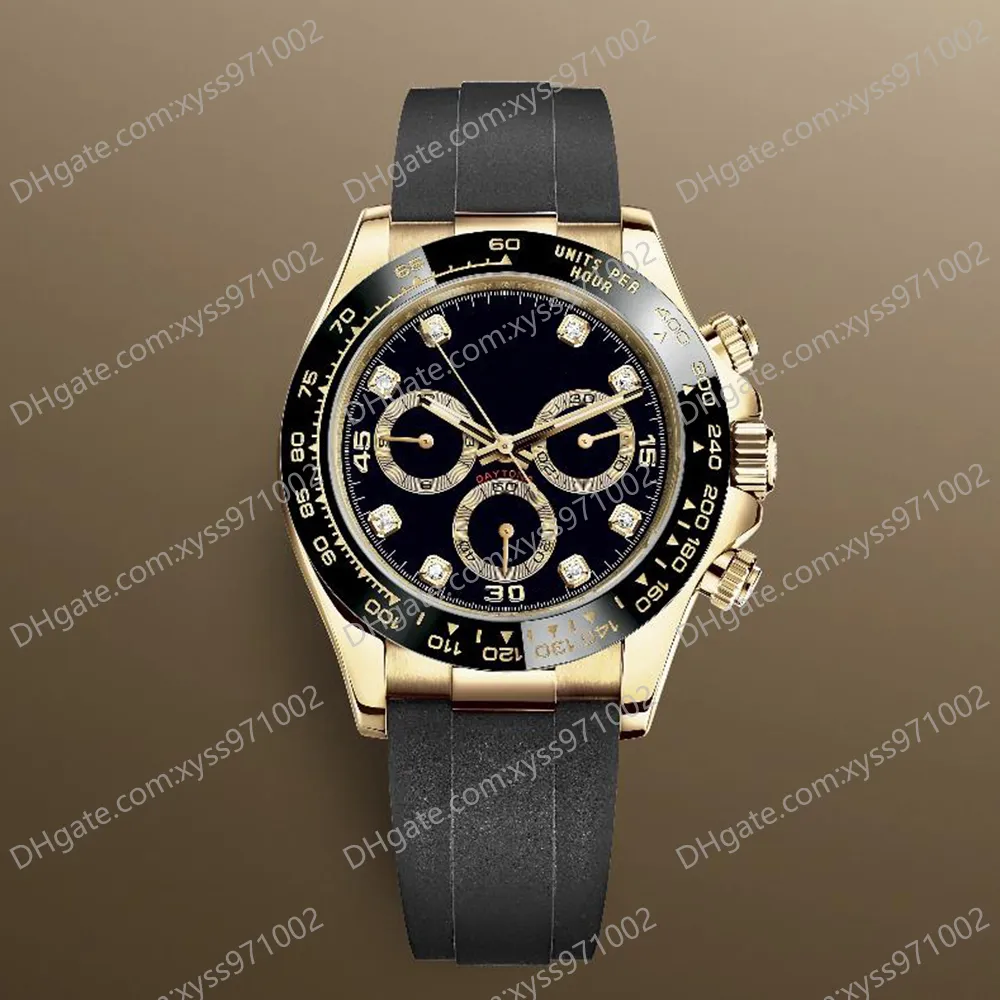 Relógio masculino de alta qualidade 2813 mecânico automático M116518ln0078 relógios 40 mm mostrador de diamante preto sem cronógrafo M116518 moldura de cerâmica pulseira de borracha relógio de pulso melhor