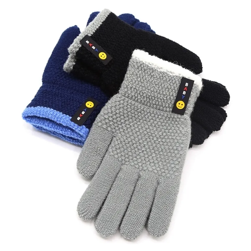 Kids Warm Knitted Gloves: Stylish Winter Mittens for 6-10 Year