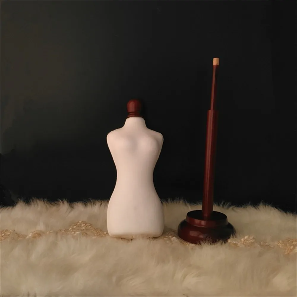 1/4 gioielli marrone femminile mezzo corpo manichino da cucire display scala profissional insegnamento sarto manichino in legno base disco può pin E025