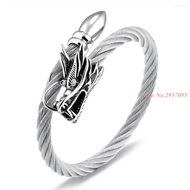 Link Armbänder Coole Männer Double Dragon Manschette Silber Gold Schwarz Farbe Edelstahl Einstellbare Draht Armband Armreif Schmuck