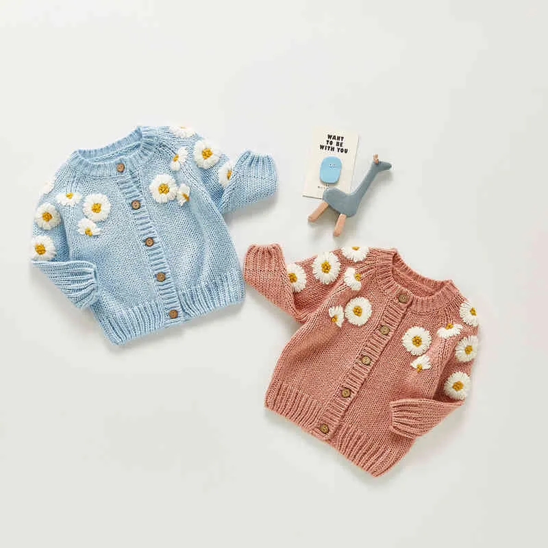 Pullover Citgeett Autunno Inverno Infantile Neonate Ragazzi Maglione adorabile Cardigan Manica lunga Fiori monopetto Giacca in maglia Vestiti 0913