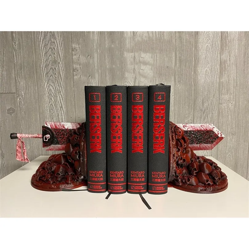 장식용 물체 인형 인형 Berserk Bookends 분노 북 엔드 드래곤 슬레이어 수지 장식용 데스크탑 책장 장식 책 홀더 홈 장식 220914